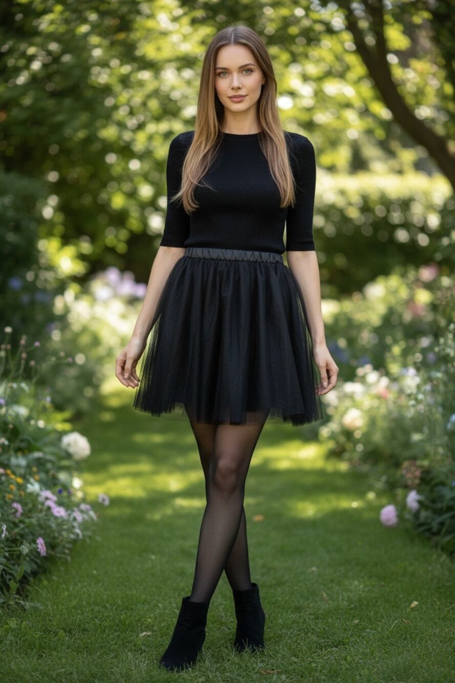 Tulip B Black Tulle Mesh Mini Skirt XL NEW Layered Lined